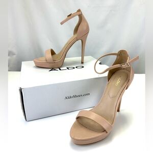 Aldo stilleto ankle strap platform heels Size 6.5 pink nude Madalene